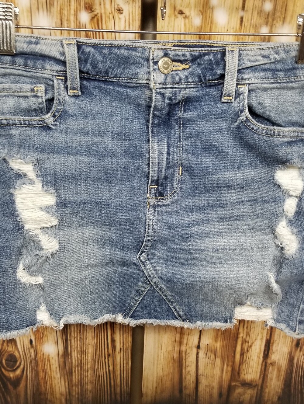 Hollister Medium Wash Juniors 5 Denim High-Rise Mini Skirt Vintage Stretch